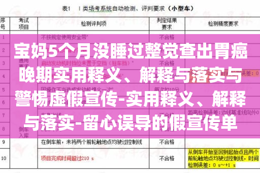 宝妈5个月没睡过整觉查出胃癌晚期实用释义、解释与落实与警惕虚假宣传-实用释义、解释与落实-留心误导的假宣传单
